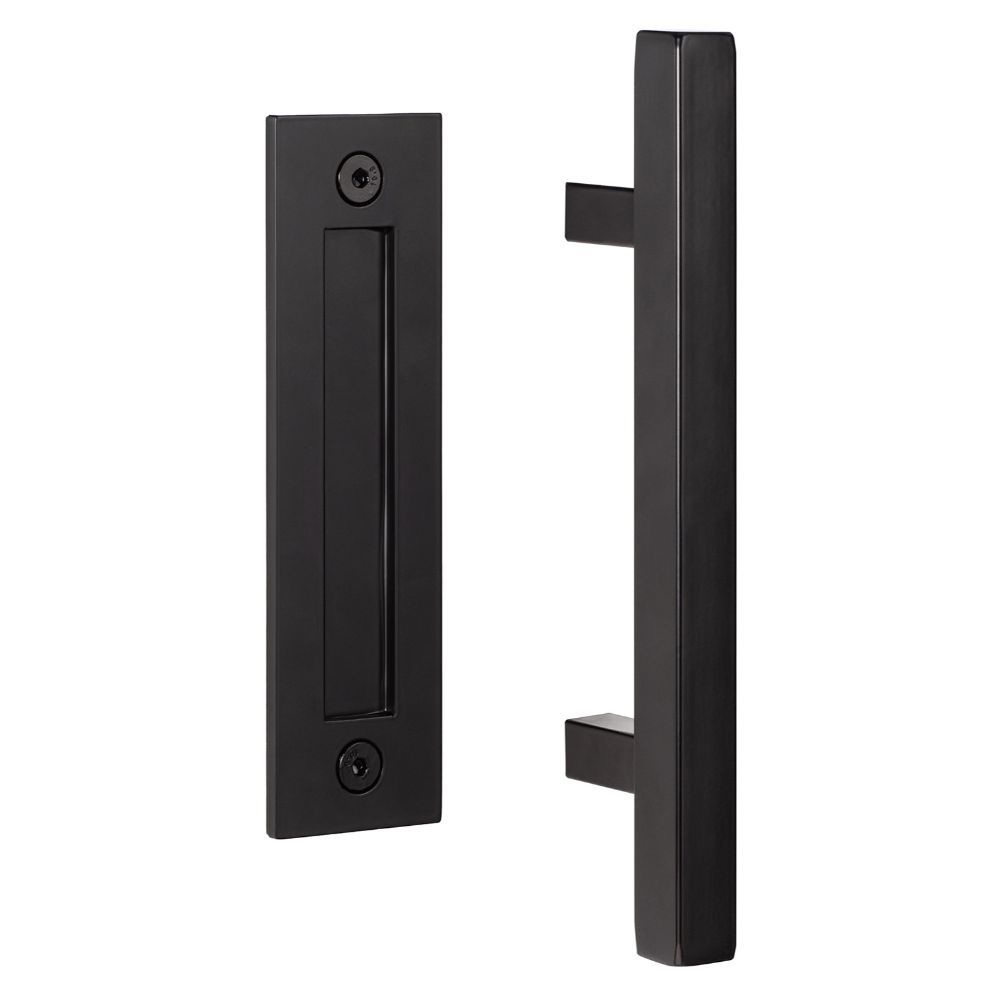 Sure-Loc Hardware BARN-SQ3 FBL Square Ladder Barn Door Handle With Flush Handle 12" in Flat Black